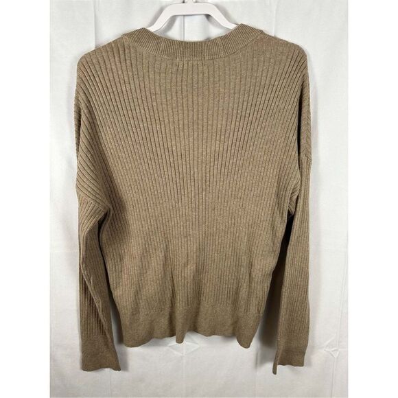 NWT Sanctuary Women’s Ribbed V-Neck Cardigan Sweater Heather Truffle M - Picture 5 of 10